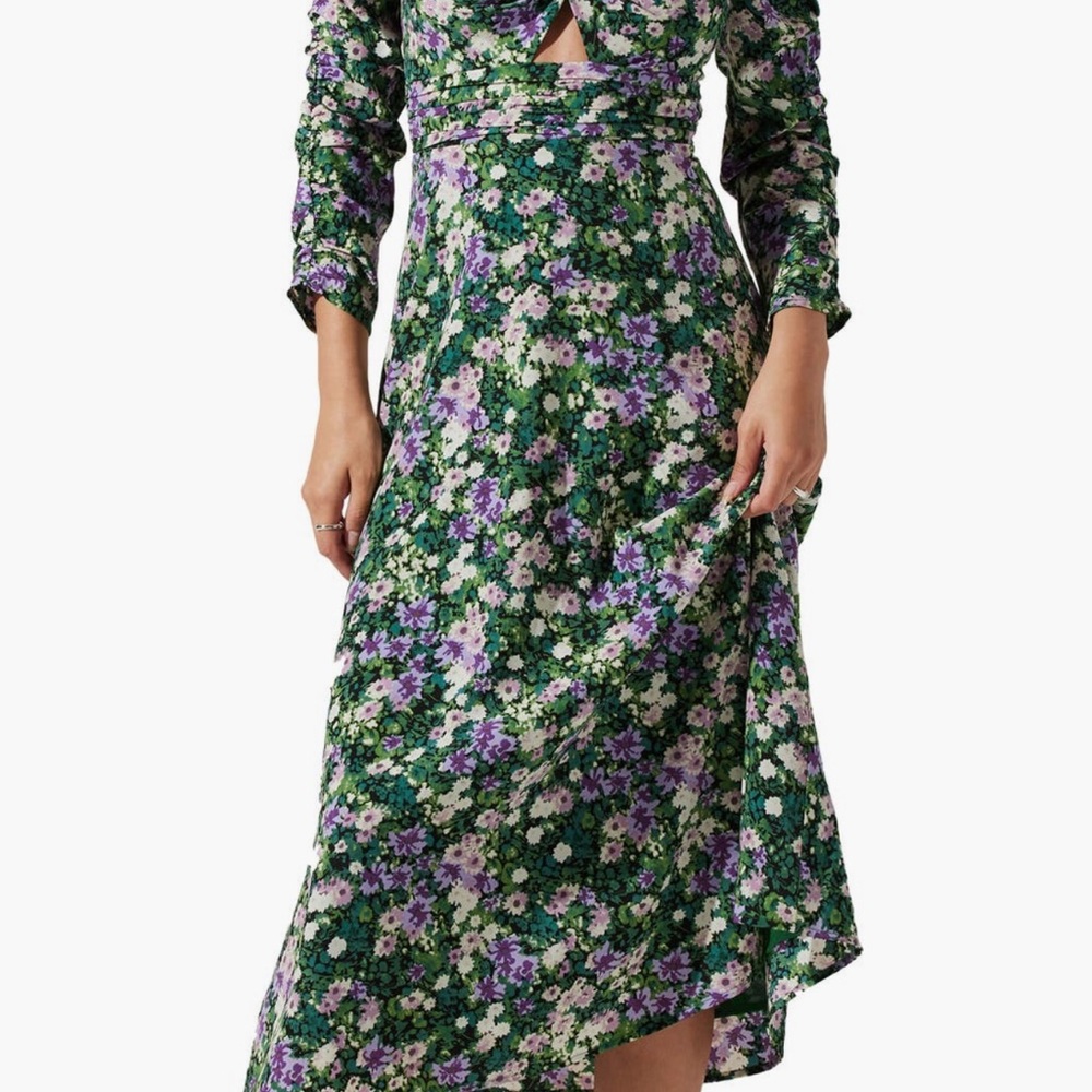 Floral Green and Purple Women's Dress